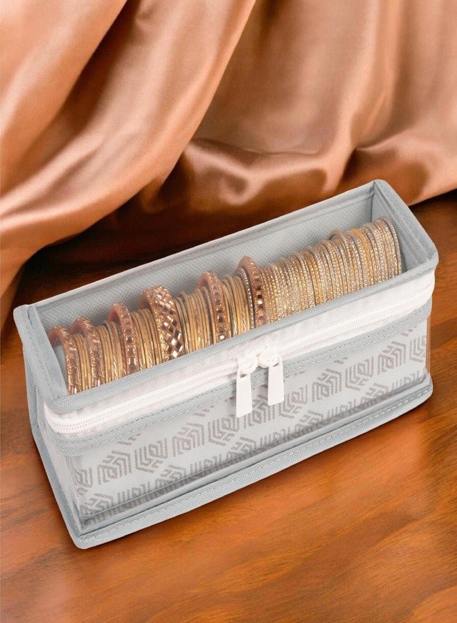 HomeStrap Non-Woven Single Rod Bangle Box with Transparent Top | Waterproof, Dustproof Organizer for Bangles, Chudis, Bracelets, Watches & Jewellery | Compact Storage Organizer | Grey | Pack of 1 - Image 1
